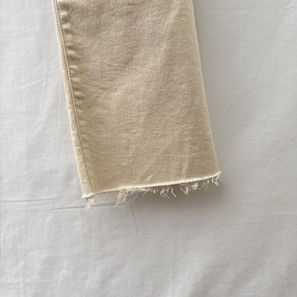 NWT Daze Shy Girl In Raw Cut-Off High Rise Crop Flare Jeans Beige Womens 31 - Picture 16 of 16